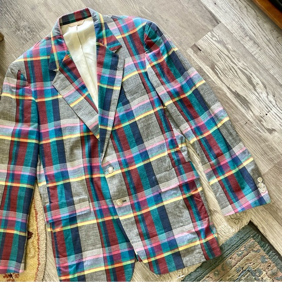 Vintage Tyson’s Menswear Inc. Colorful Plaid Two-Button Sports Coat Blazer 44L - Picture 3 of 16